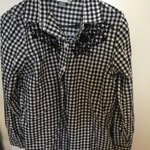 Old Navy Black & white plaid shirt with details